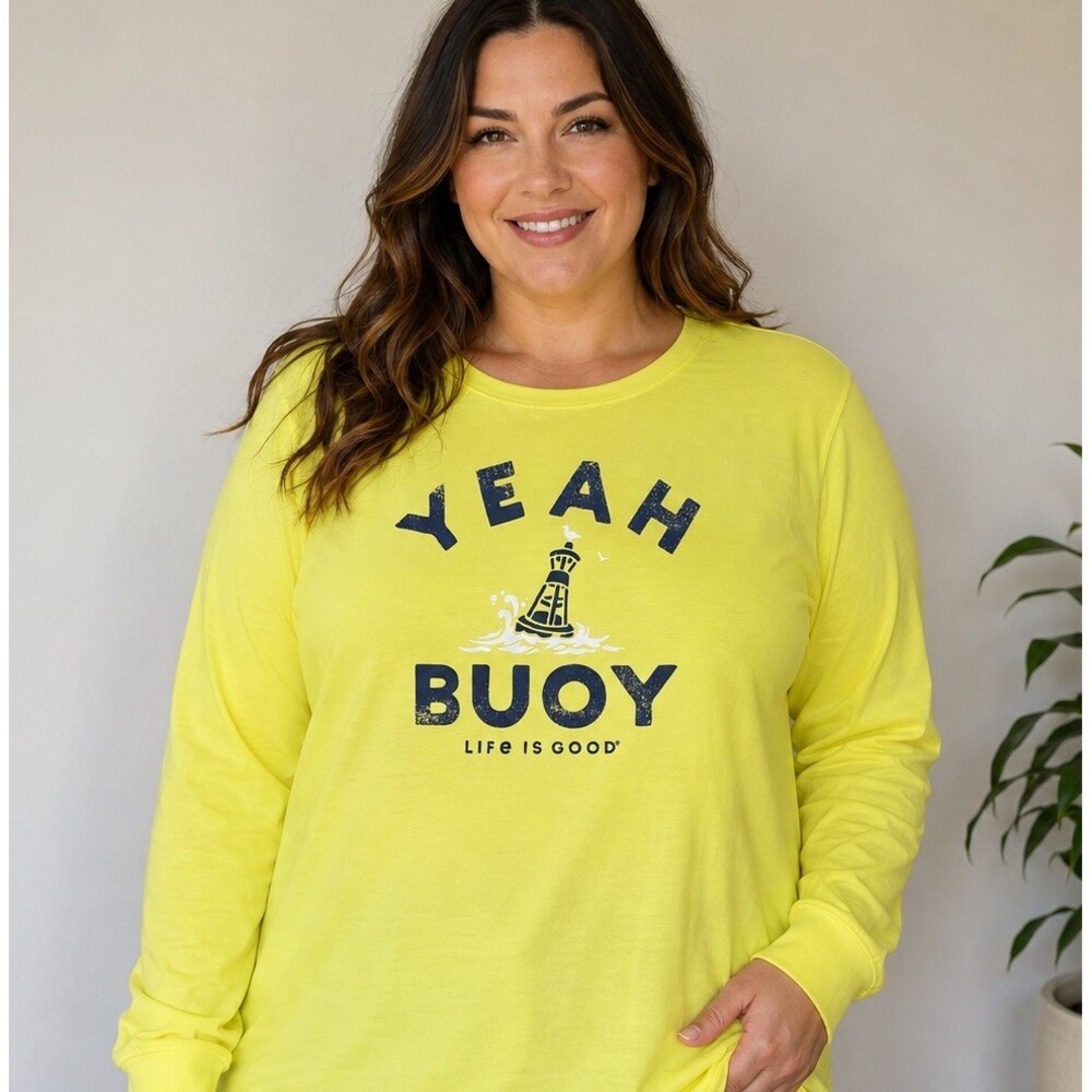 Life Is Good Shirt Crusher-Lite Women's XXL Yellow Yeah Buoy Shirt Boating Lake